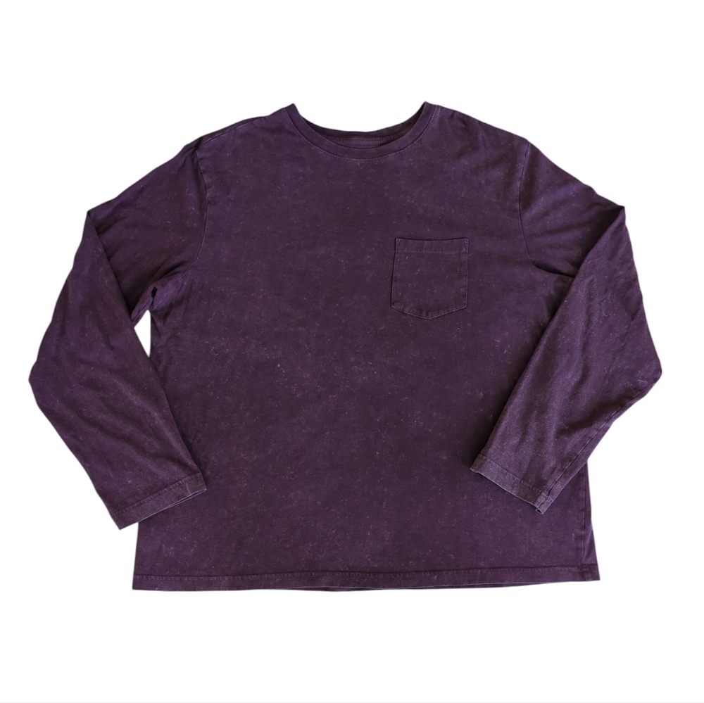 Original Use Long Sleeve Pocket Crew Neck Mineral Wash T-Shirt XL Muted Grape